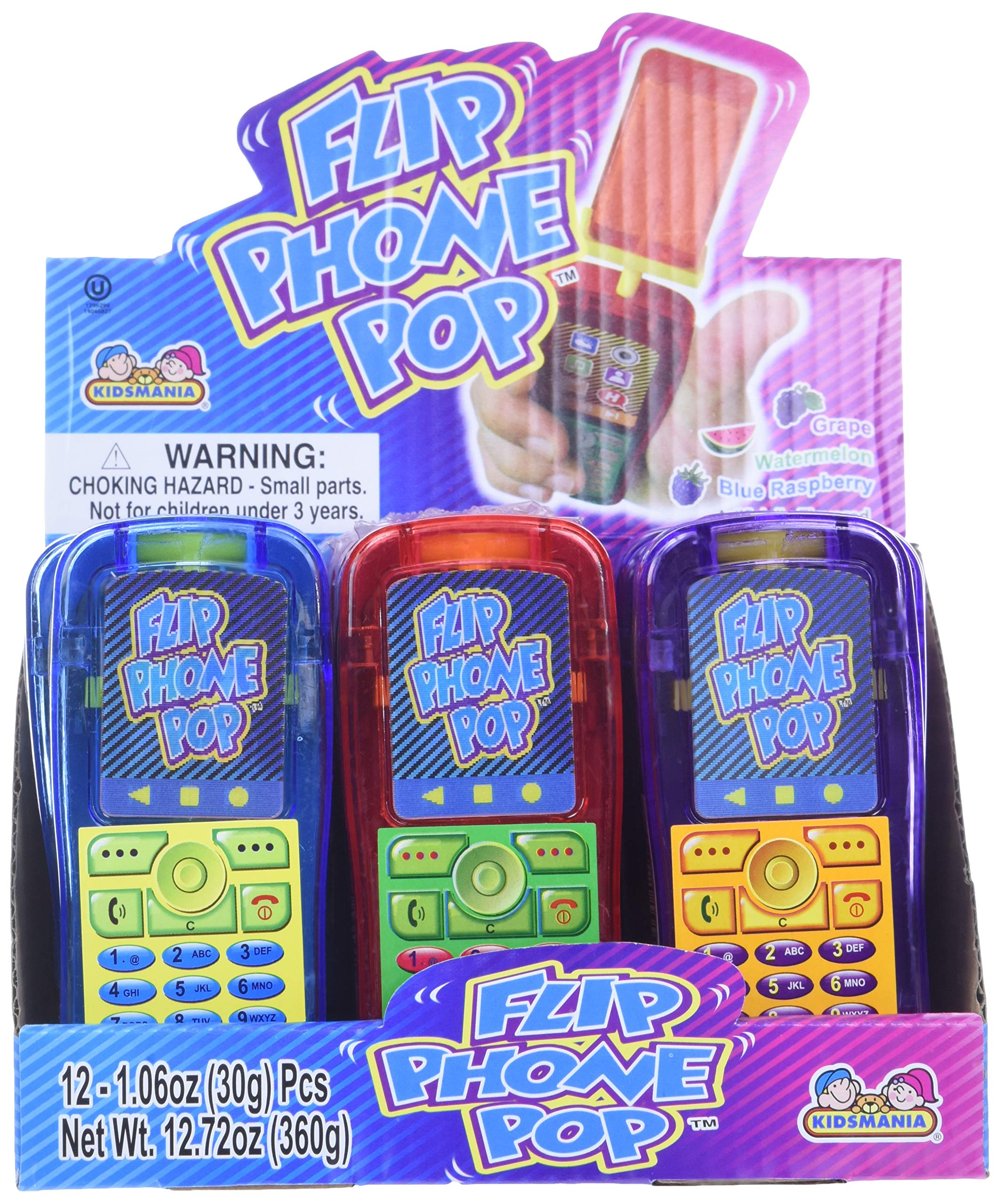 Kidsmania three pops arranged to show grape watermelon blue raspberry flavors