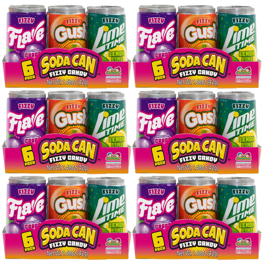 Kidsmania front packaging view showing 36 mini soda cans and party-ready appeal