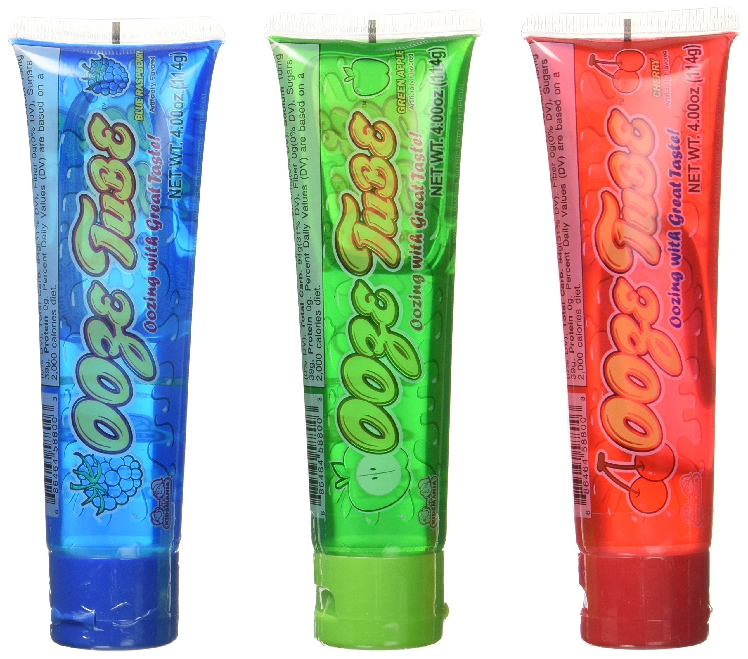 Kidsmania front packaging showing 12-count tubes and flavors for easy party planning