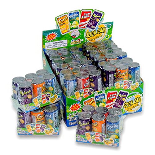Kidsmania soda can front packaging showing colorful resealable tins for party favors