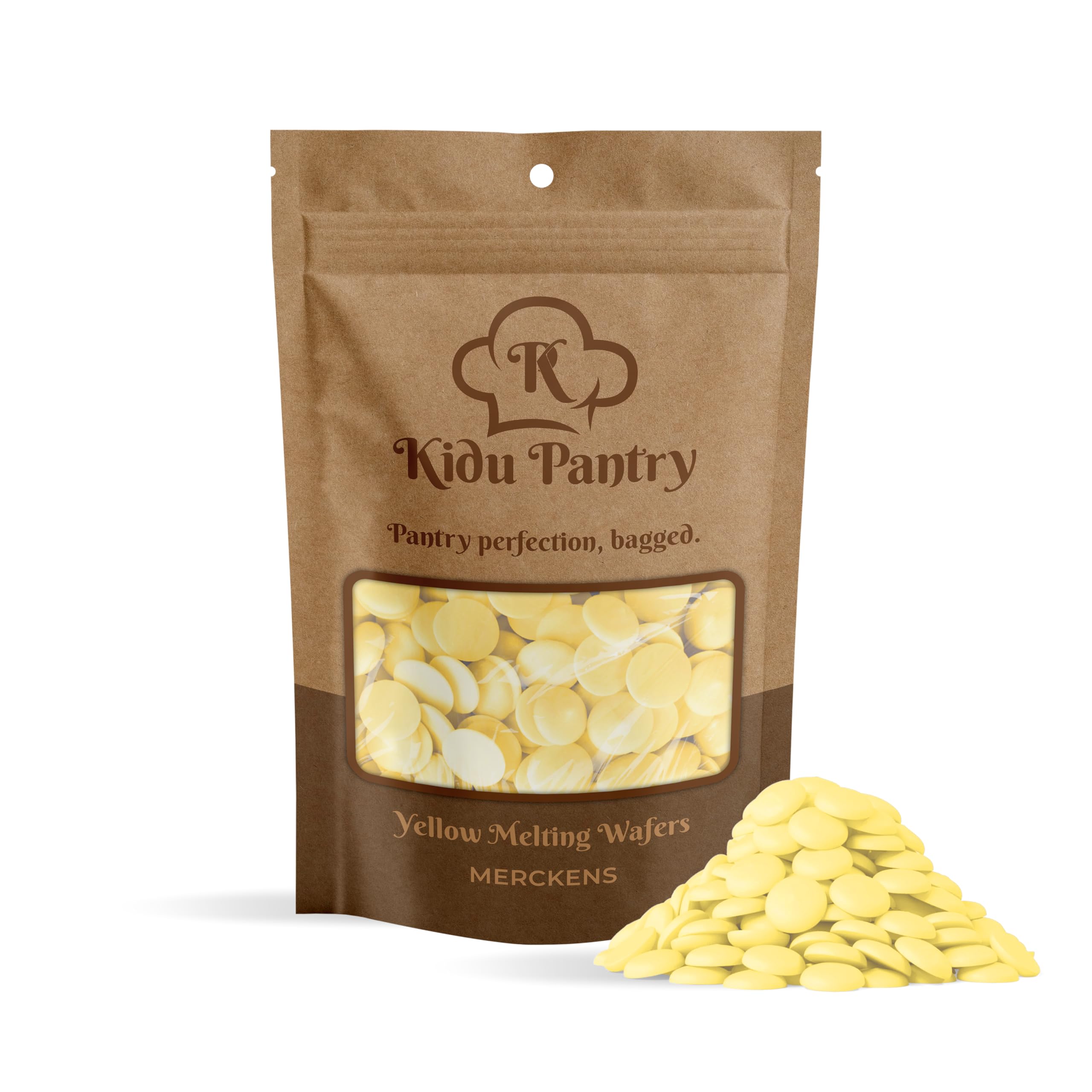 KIDU Merckens front packaging view showing one-pound bag and smooth melt benefit