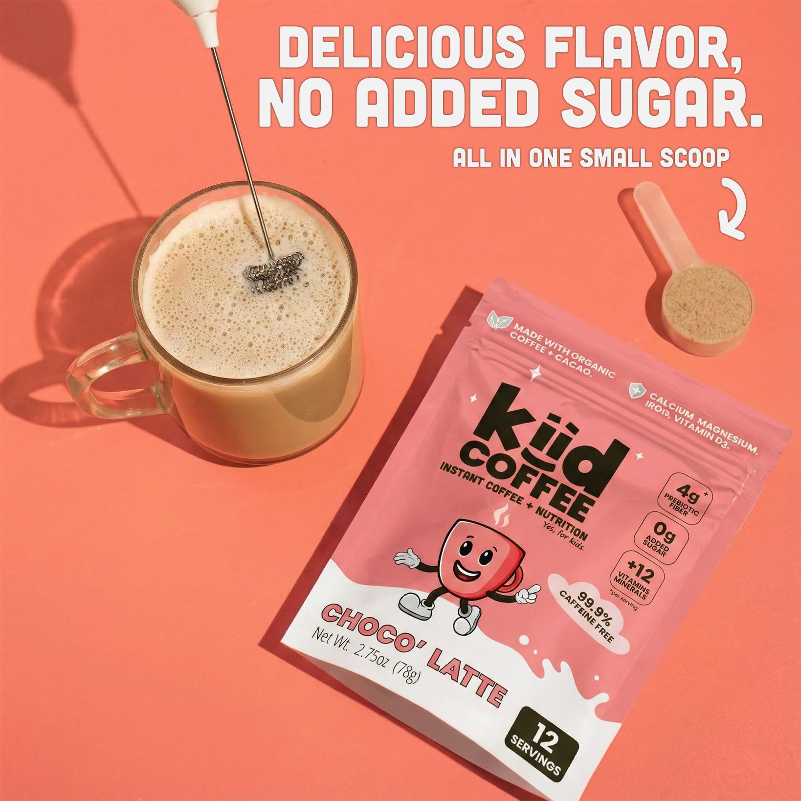 kiid chocolate serving size on scale showing 30 servings per container benefit