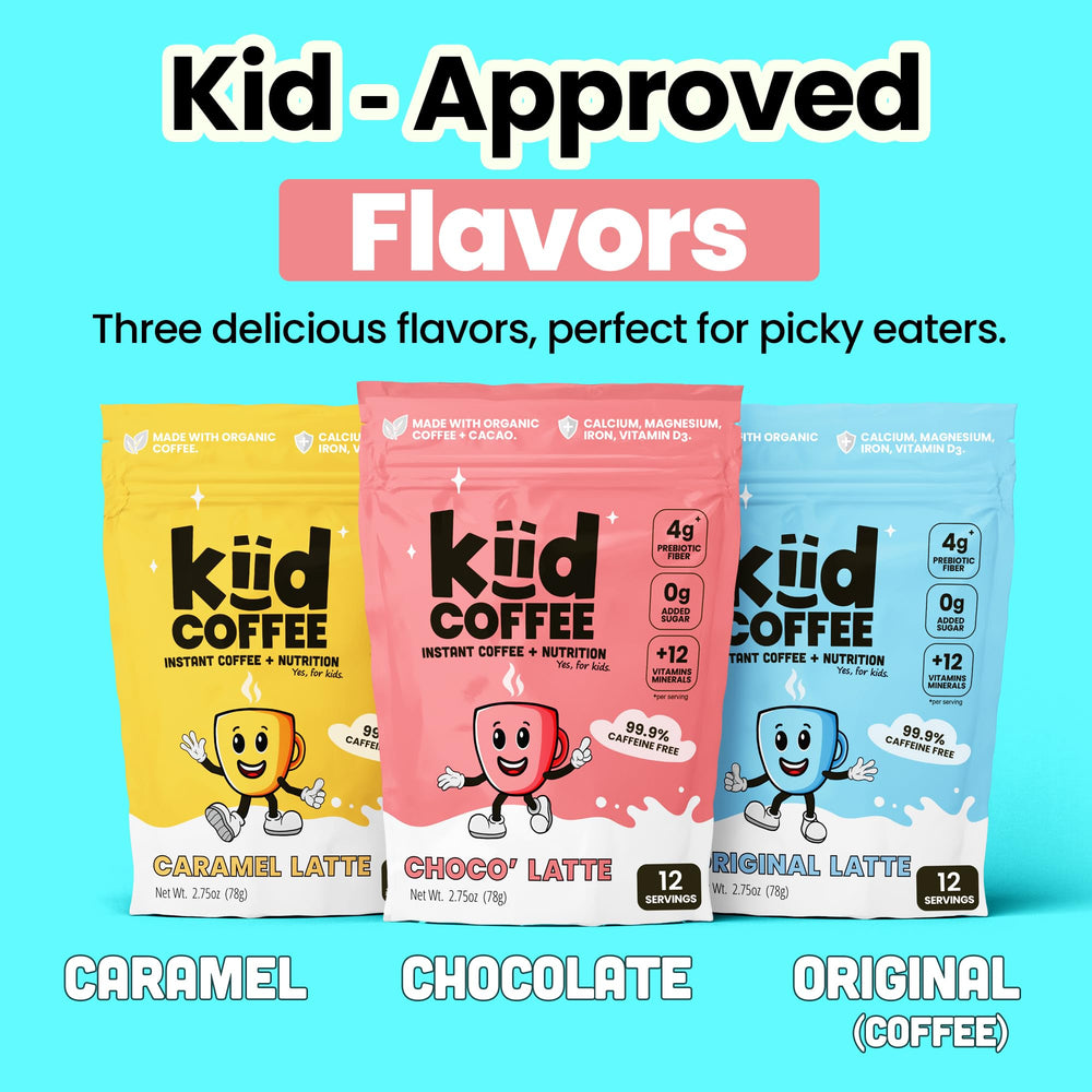 kiid caramel container open with spoon showing scoop and mixability