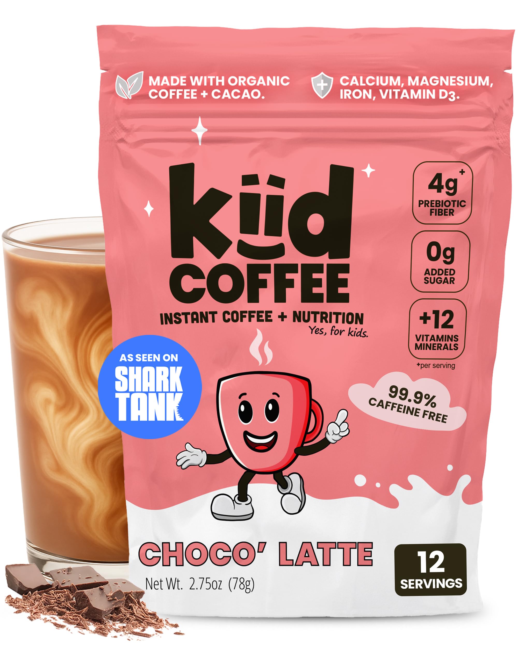 kiid chocolate front packaging shows label and benefit of added vitamins