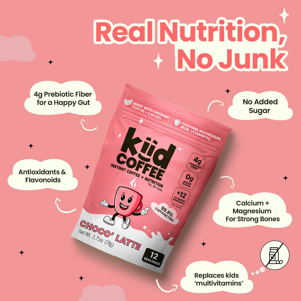 kiid chocolate scoop close-up showing powder and easy portioning benefit