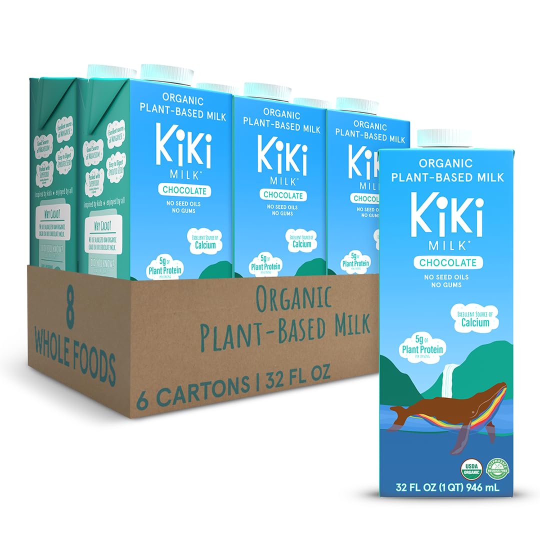 Kiki Milk front packaging showing organic chocolate milk and benefits
