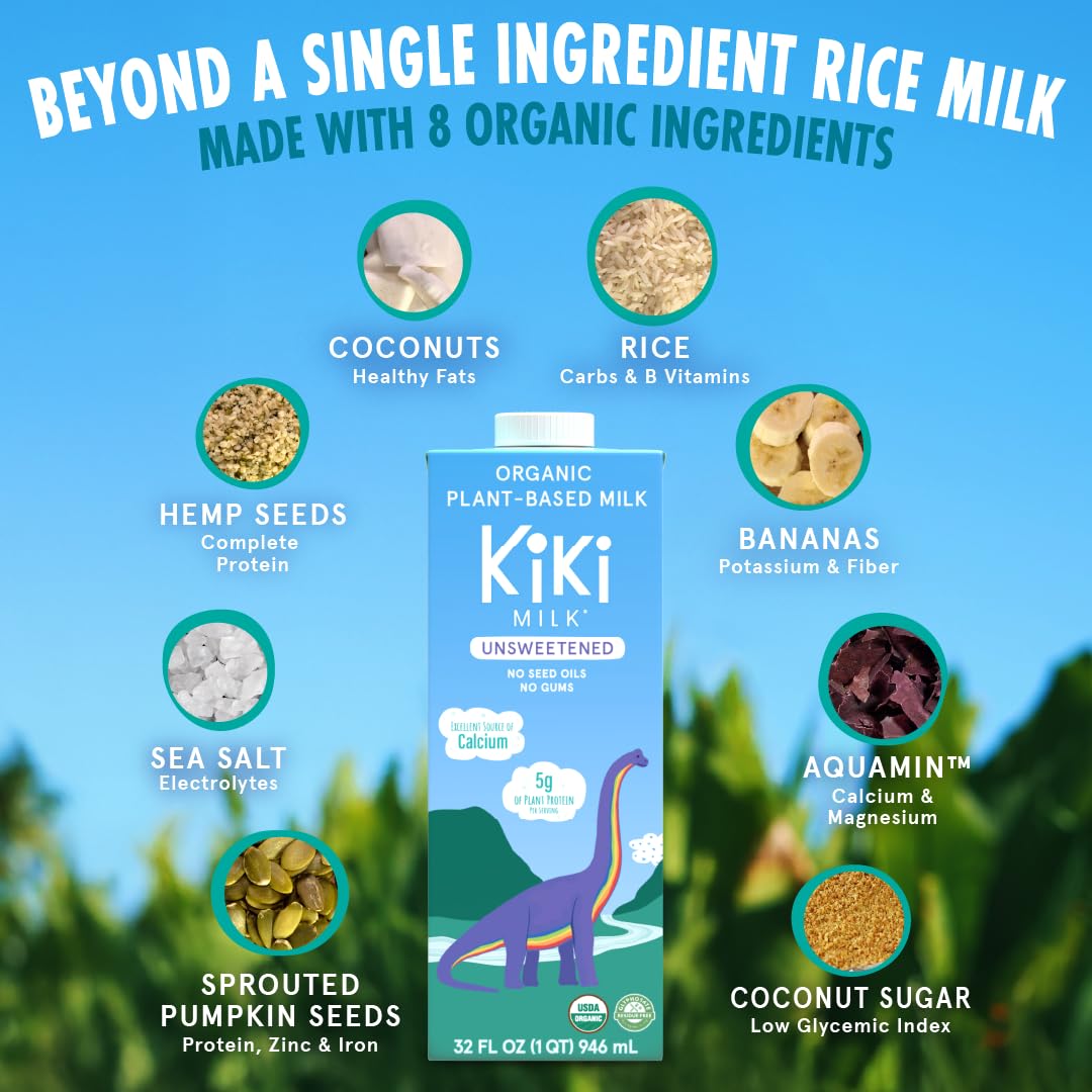 Kiki Milk in a glass beside cereal illustrating breakfast convenience