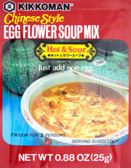 Kikkoman hot and sour egg flower soup mix packet front showing brand and single-serve convenience
