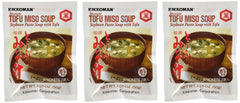 Kikkoman instant tofu miso soup front pouch showing packets and quick authentic flavor