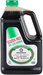 Kikkoman bottle front packaging showing label and half-gallon size benefit