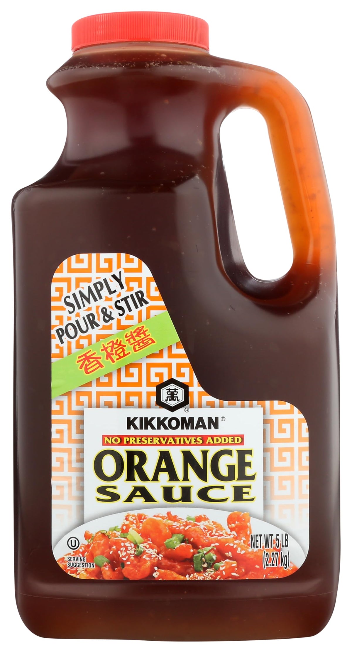 Kikkoman orange sauce front packaging showing label and ready-to-use benefit