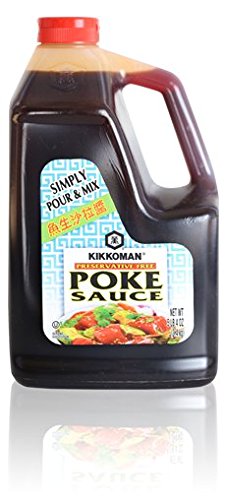 Kikkoman poke sauce front packaging showing label and pour spout for easy dressing