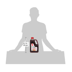 Half-gallon Kikkoman bottle next to a standard bottle showing bulk value and convenience