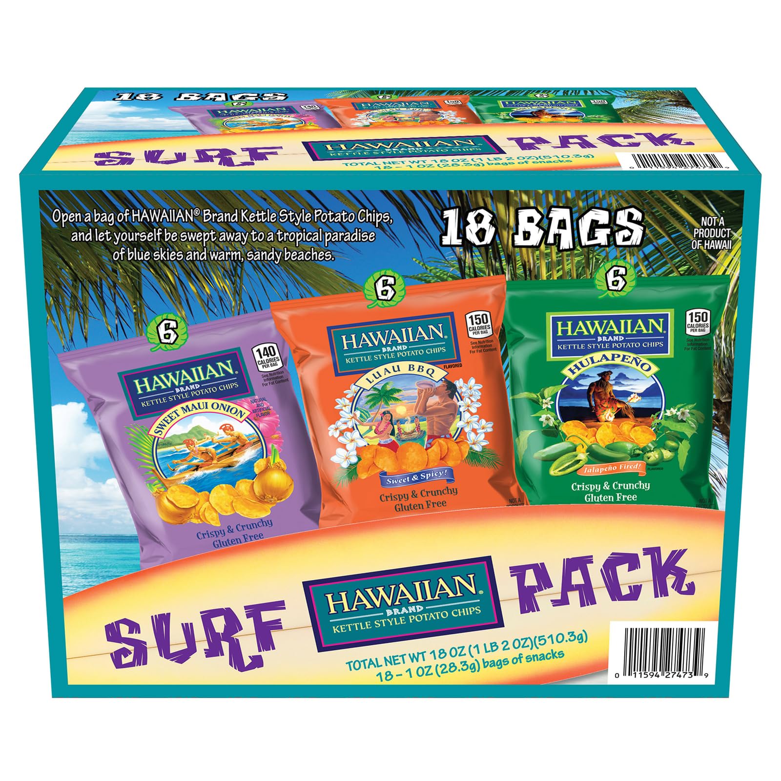 KILAUEA FIRE front packaging showing three-flavor surf pack and portability