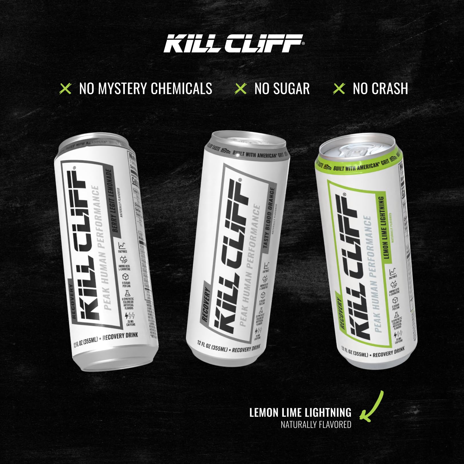 Kill Cliff can top close-up with pull tab showing easy-open design and freshness