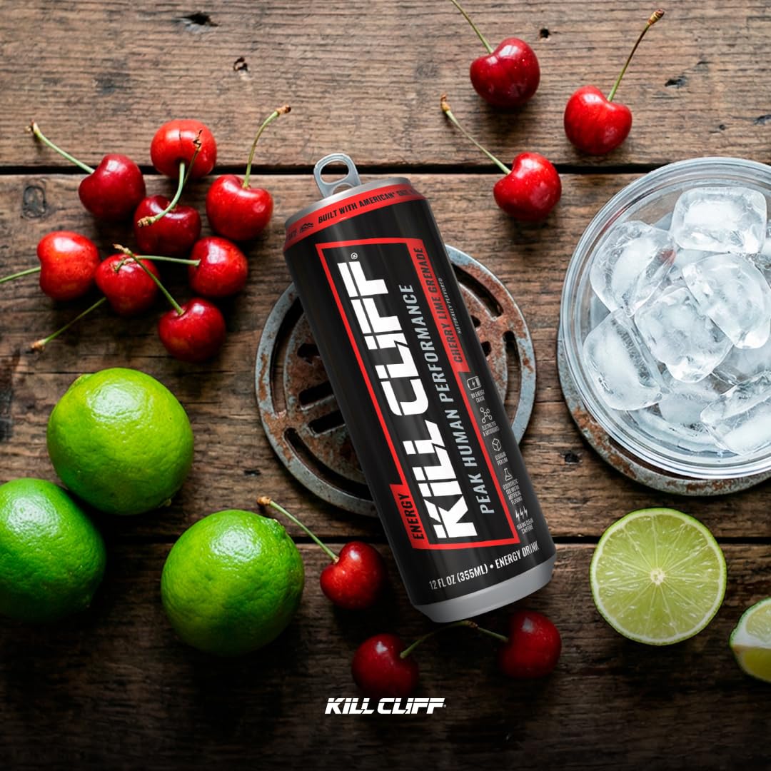 Kill Cliff close-up of can texture and carbonation for refreshing appeal