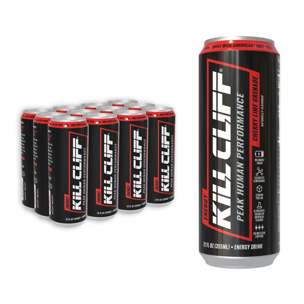 Kill Cliff can front view showing cherry limeade branding and benefits