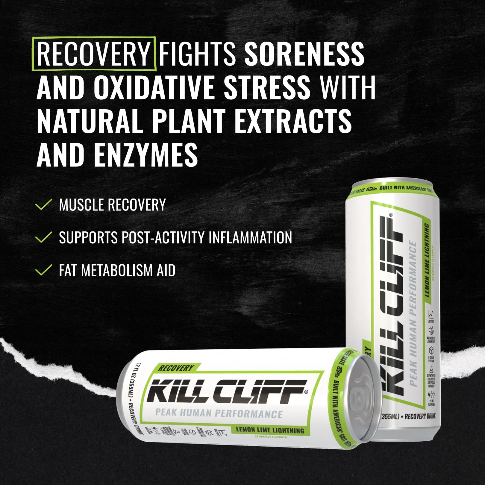 Kill Cliff can beside gym gear illustrating post-workout recovery and steady focus