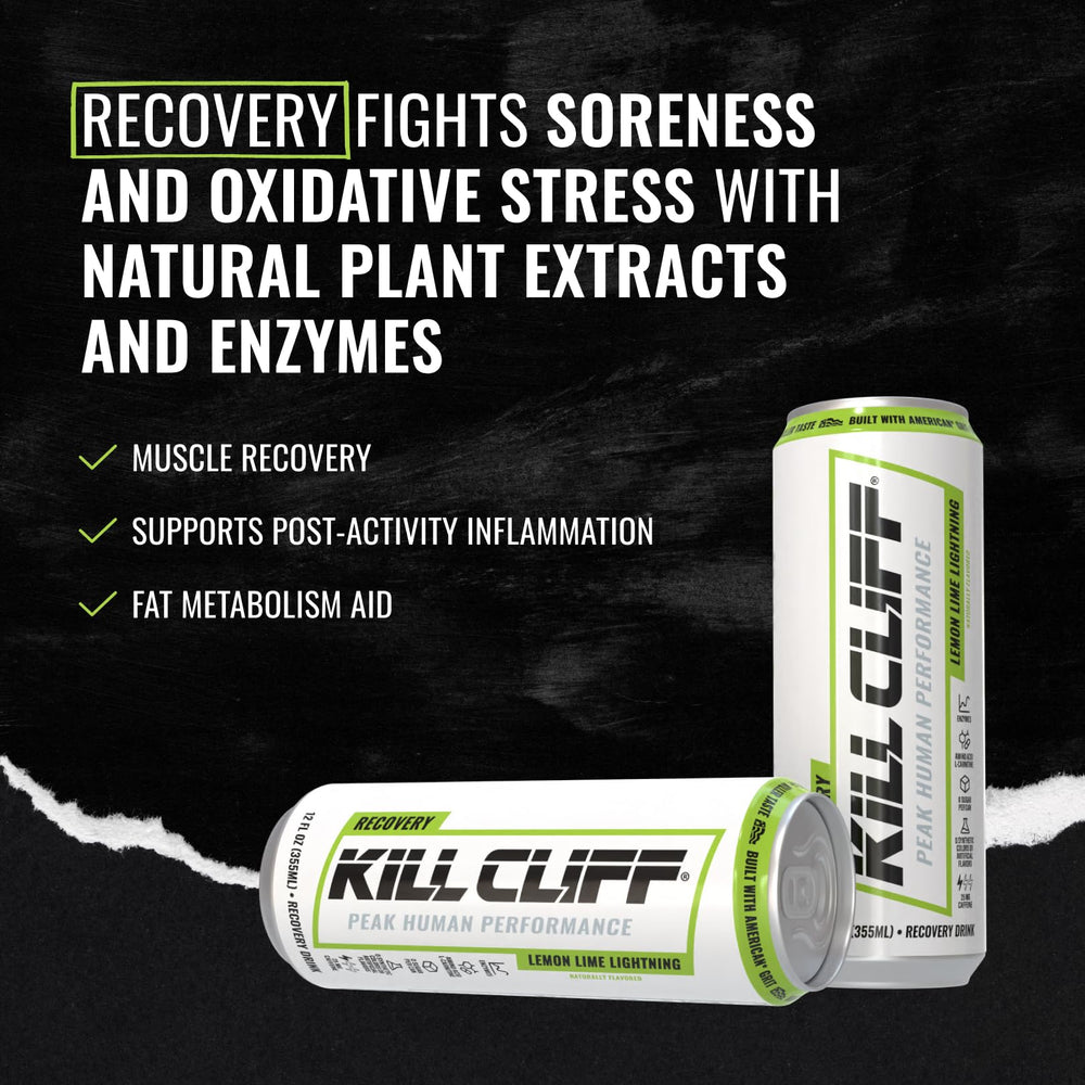 Kill Cliff can beside gym gear illustrating post-workout recovery and steady focus