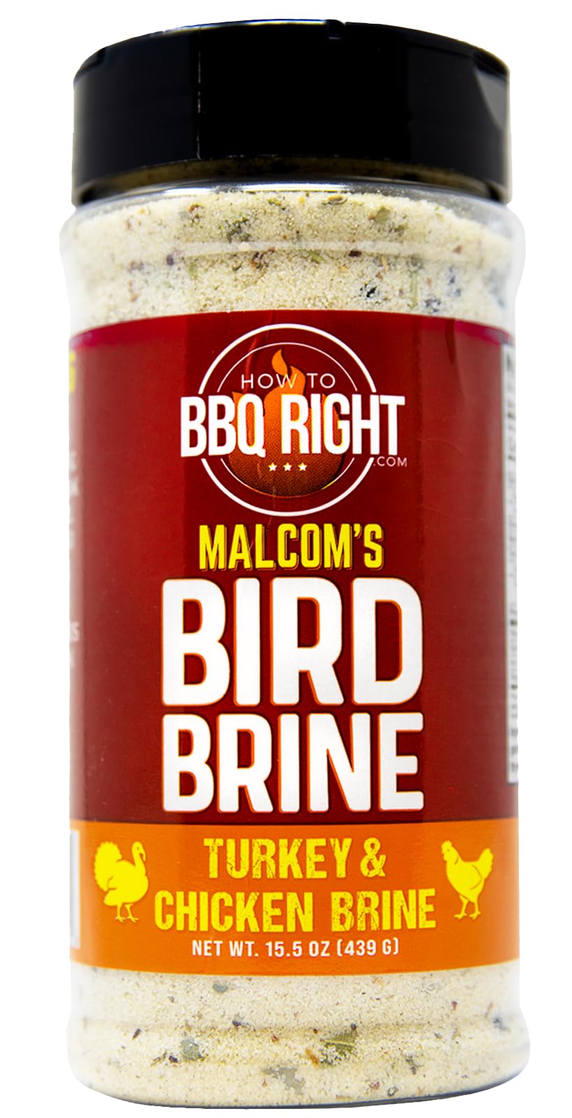 Killer Hogs front packaging of Malcom's bird brine shows product and benefit for consistent flavor