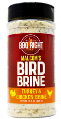 Killer Hogs front packaging of Malcom's bird brine shows product and benefit for consistent flavor