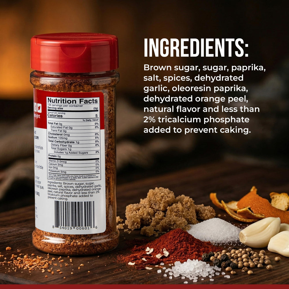 Killer Hogs jar next to teaspoon for scale, shows portion size for recipes