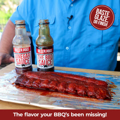 Killer Hogs vinegar sauce pouring to show thin consistency and bright flavor