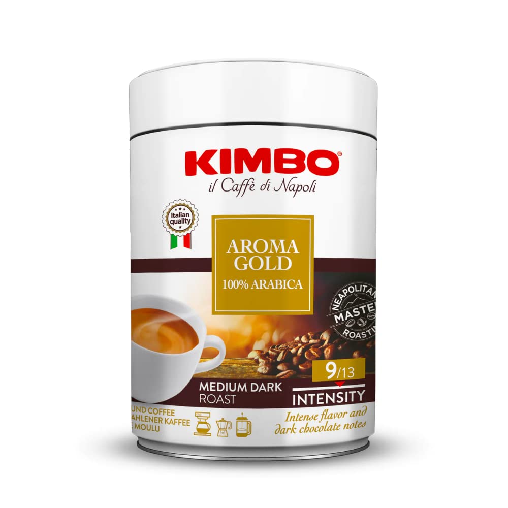Kimbo Aroma Gold front tin showing label and packaging benefit freshness