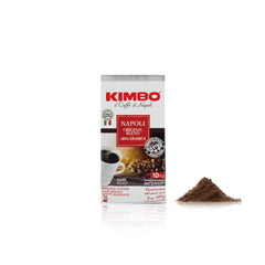 Kimbo heap of ground coffee highlighting texture and aroma for rich brewing
