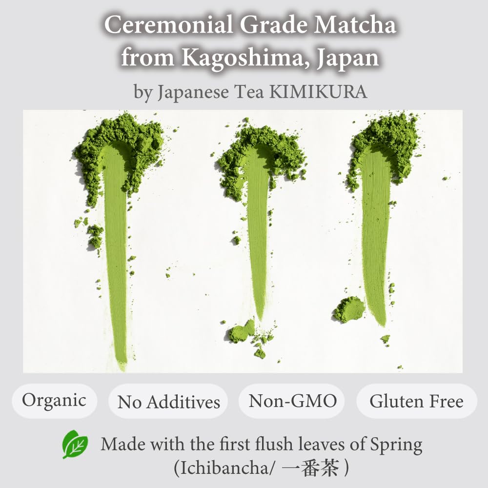 きみくら close-up of fine green matcha powder highlighting smooth texture