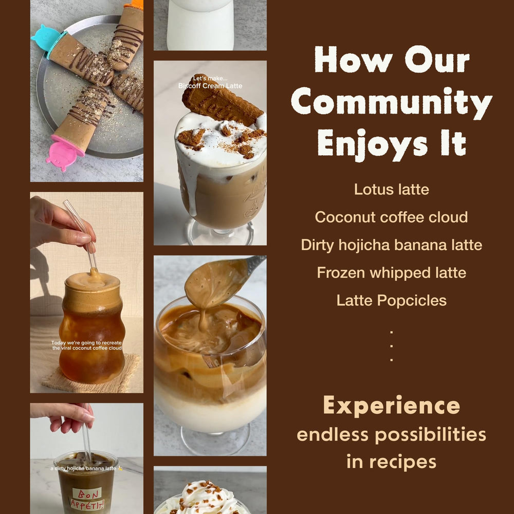 KimlyParc ingredients layout featuring organic cane sugar and vegan creamer benefits