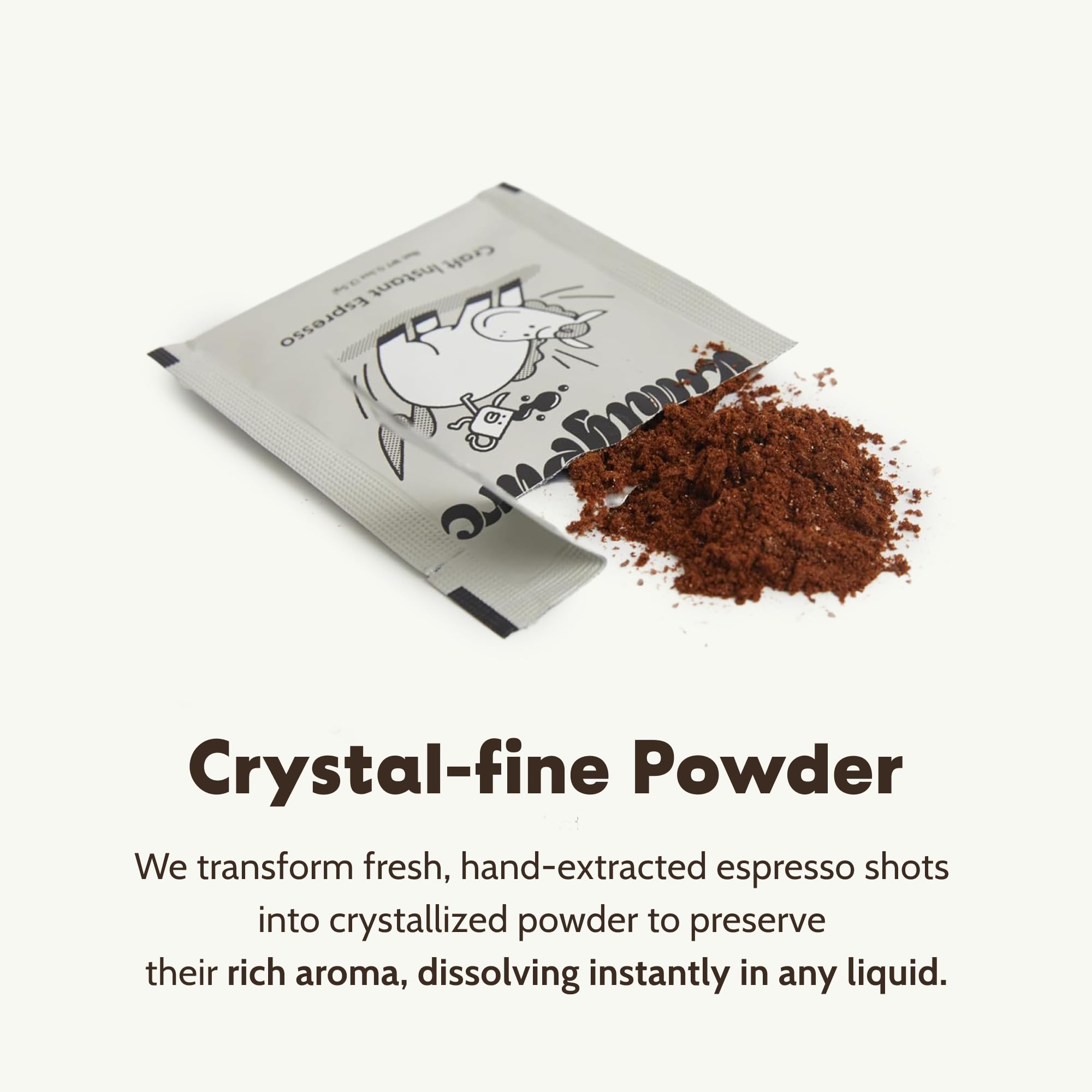KimlyParc instant espresso powder on spoon for quick portioning benefit