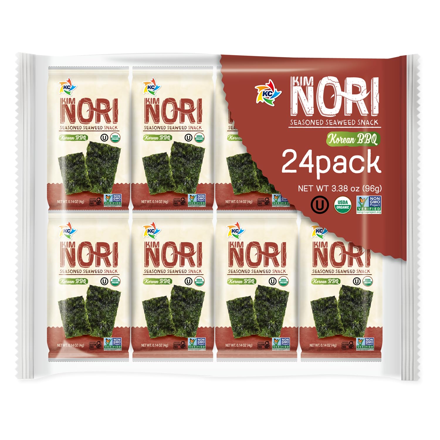 KIMNORI front packaging showing bold KBBQ flavor and family 24-pack convenience