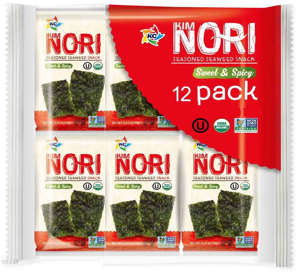 KIMNORI front packaging showing Sweet ’N Spicy flavor and benefits