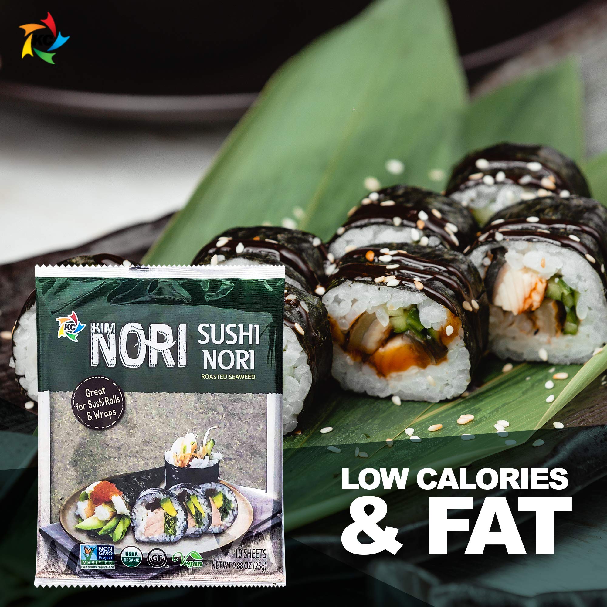 KIMNORI kimbap slices on a plate illustrating versatile use for Korean rolls and family meals