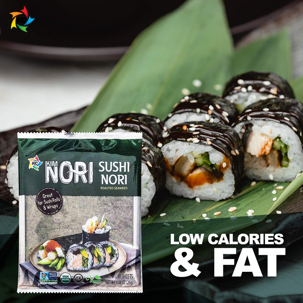 KIMNORI kimbap slices on a plate illustrating versatile use for Korean rolls and family meals
