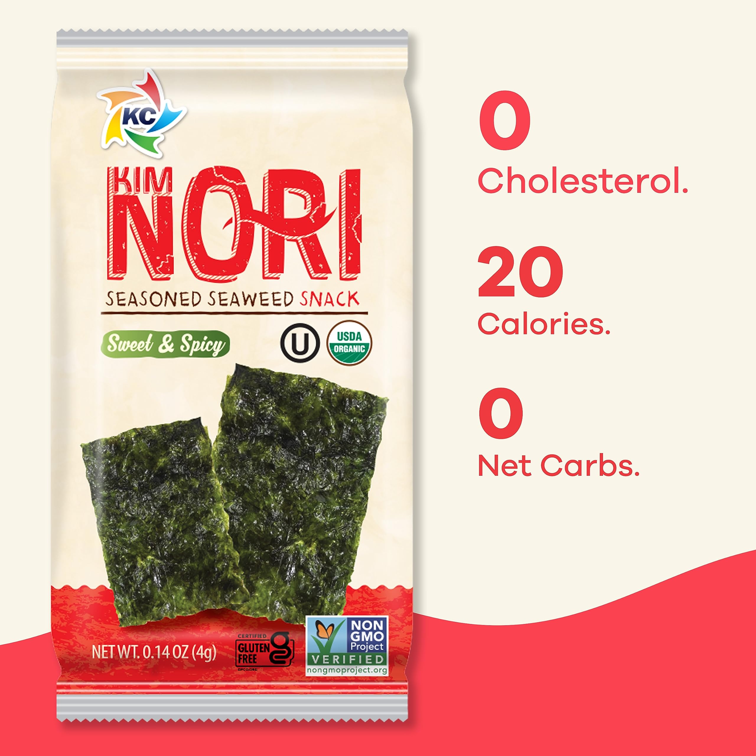 KIMNORI back label with nutrition facts, showing transparency and clean ingredient list