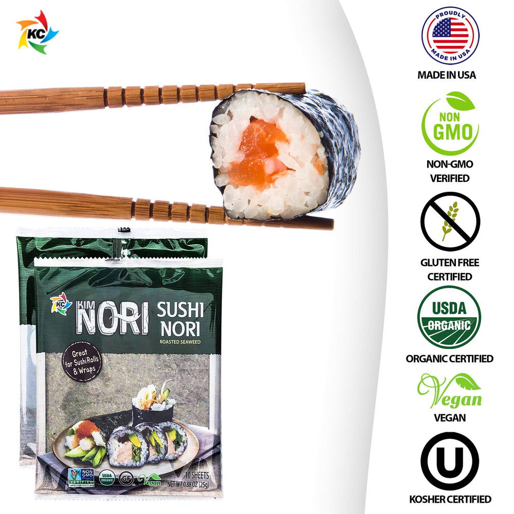 KIMNORI used to roll sushi on a bamboo mat demonstrating reliable strength for heavy fillings