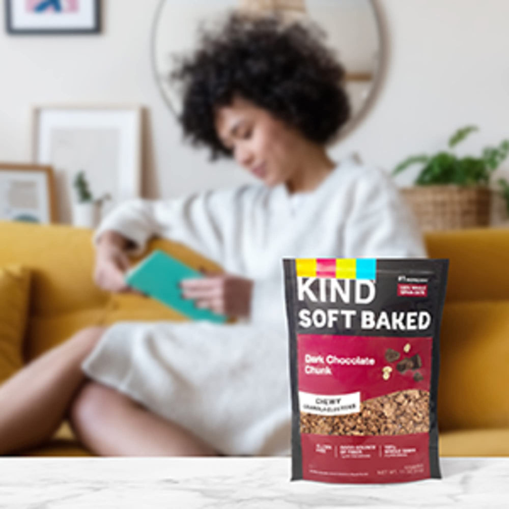 KIND bag beside measuring scoop showing portion size and five-pack value