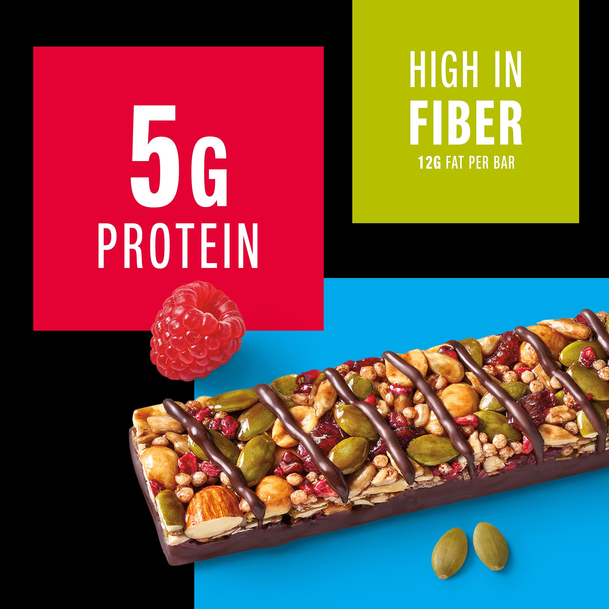 KIND bar half-cut revealing raspberry and chocolate for flavor benefit