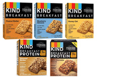 KIND front box showing five-flavor breakfast pack and convenient variety