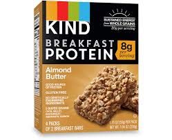 hand holding a KIND bar ready to eat, showing portable breakfast convenience