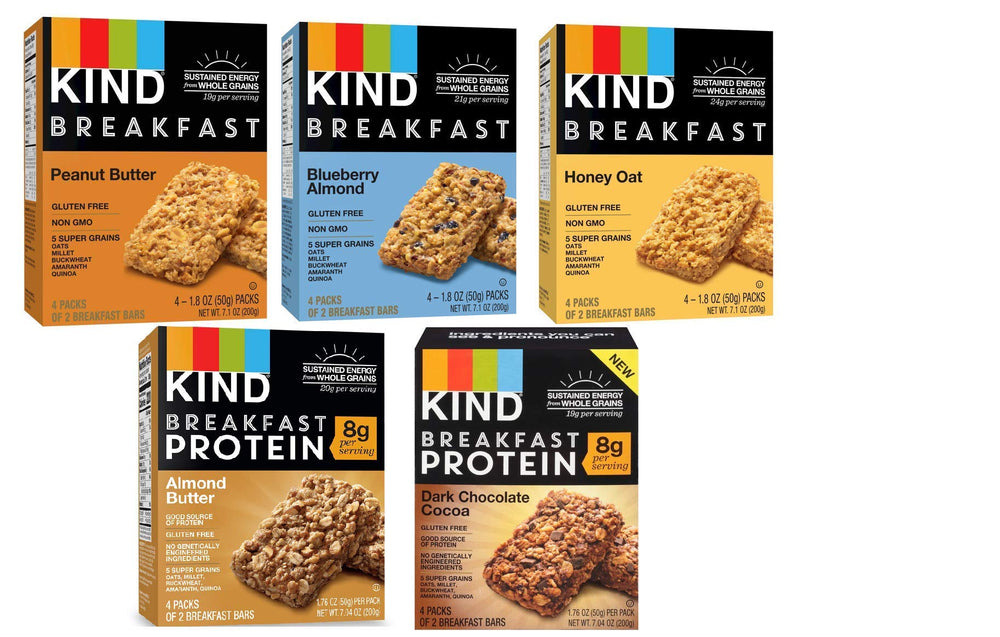 KIND assortment of individual bars laid out to show flavor variety and choice