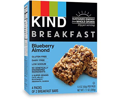KIND bars arranged on a plate paired with fruit to suggest balanced morning meal