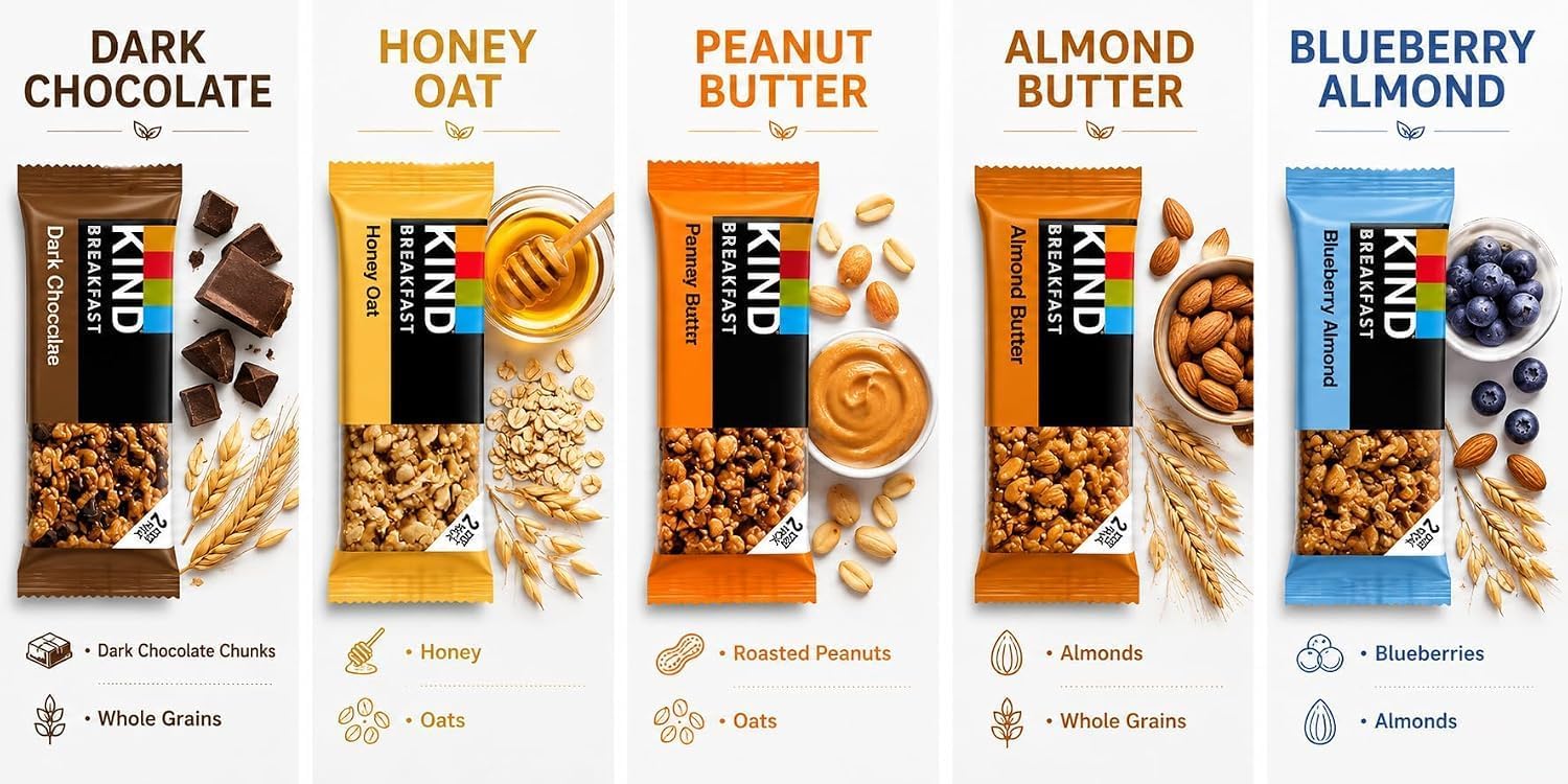 KIND Breakfast single wrapped bar removed from box, easy grab-and-go