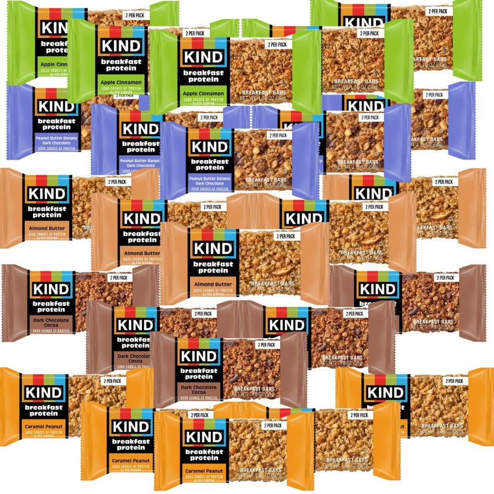 KIND Breakfast front packaging showing variety and convenience benefits
