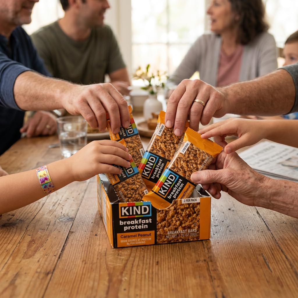 KIND Breakfast bar in hand showing portion size and portable convenience