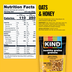 KIND cinnamon oat granola close detail with flax seeds showing fiber-rich ingredients