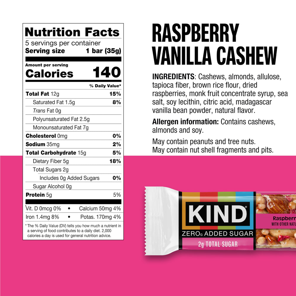 KIND close-up of dark chocolate nuts bar showing chocolate pieces and crunch benefit