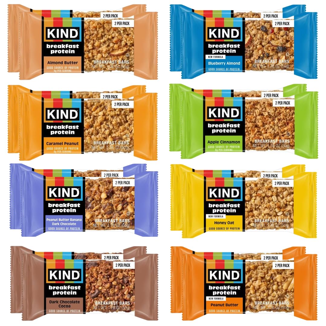 KIND front of box showing variety pack and easy pantry stocking benefit